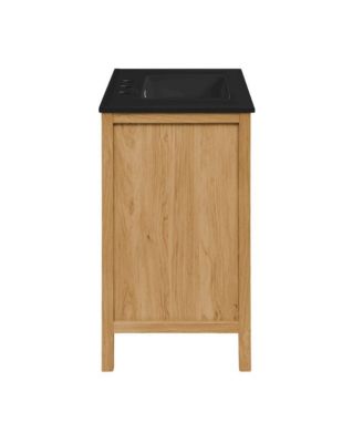 36" Freestanding Bathroom Vanity in Golden Oak, Black 3-Hole Widespread Sink Top