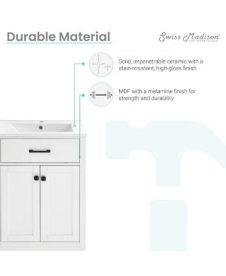 24" MDF Burdon 2 Doors 1 Drawer Bathroom Vanity