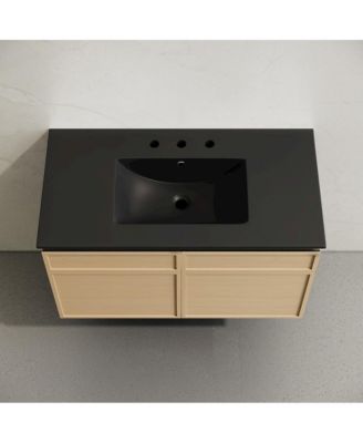 36" Wall-Mounted Bathroom Vanity, 3-Hole Widespread Sink Top