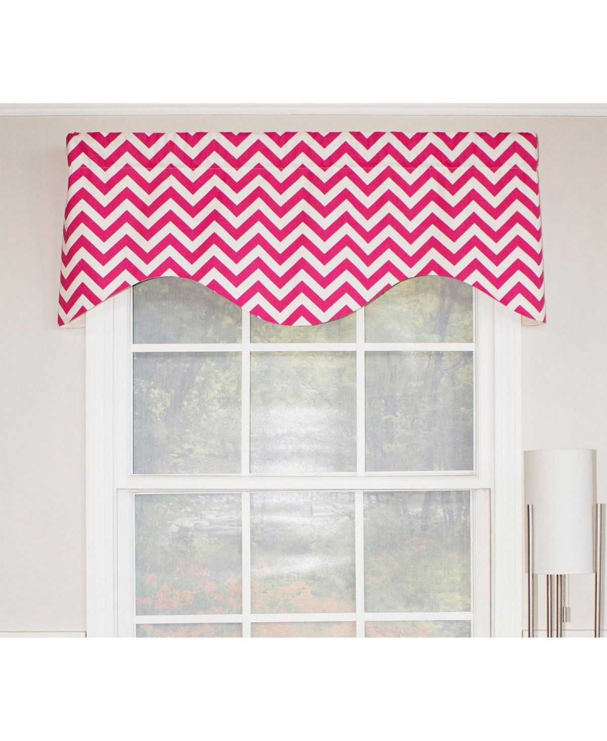 Rlf Home Zig Zag Cornice 100% Cotton with Fully Lined 3" Rod Pocket Valnance for Windows 50" x 17" Lipstick