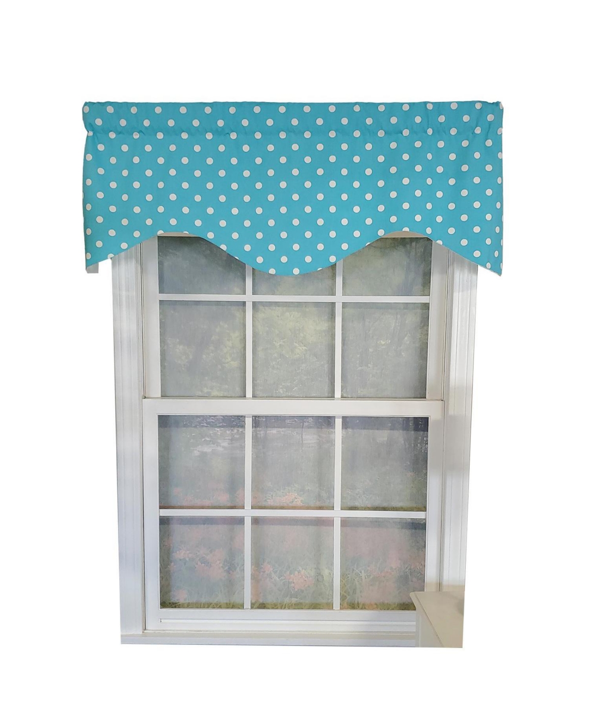 Rlf Home Polka Dot Cornice 100% Cotton with Fully Lined 3" Rod Pocket Valnance for Windows 50" x 17" Baby Blue
