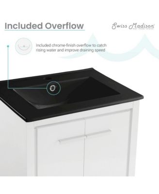 Virage 24 in. White Bathroom Vanity With Black Ceramic Sink Top