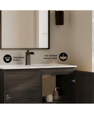 St. Tropez 36" Freestanding Bathroom Vanity in Black Oak with Sink Top