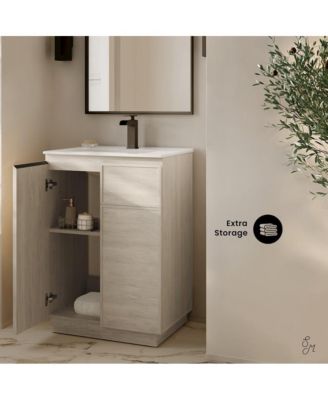St. Tropez 24" Freestanding Bathroom Vanity in White Oak with Sink Top