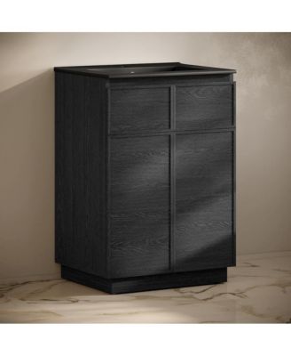 St. Tropez 24" Freestanding Bathroom Vanity in Black Oak with Black Sink Top