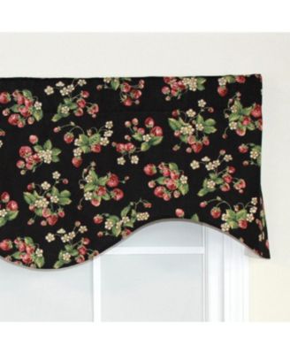 Strawberry Cornice 100% Cotton with Fully Lined 3" Rod Pocket Valnance for Windows 50" x 17" Black