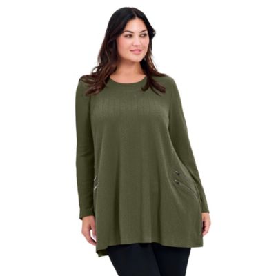 Women's Plus Size Alina Hacci Zip Detail Tunic