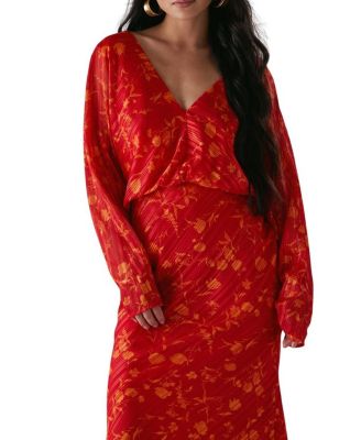 Women's Shadow Stripe Neck Midi Dress