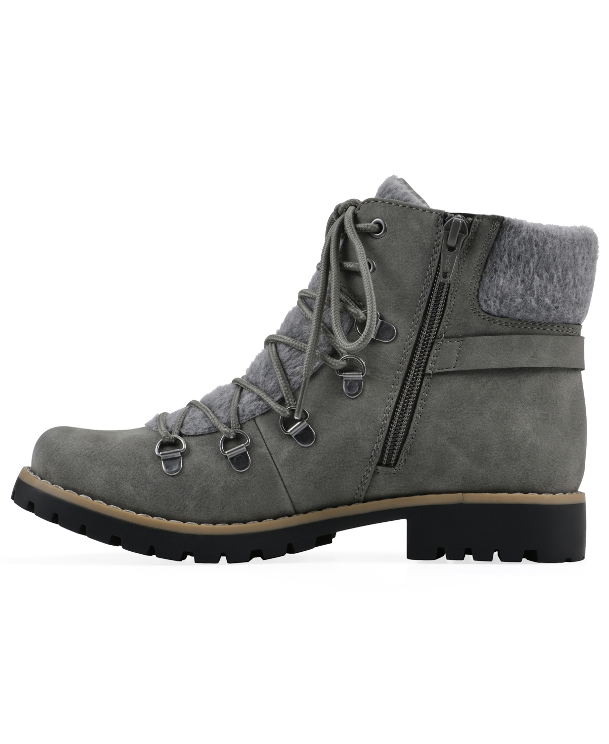 Cliffs By White Mountain Pioneer Faux Shearling Lined Lace-up Boot In Gray