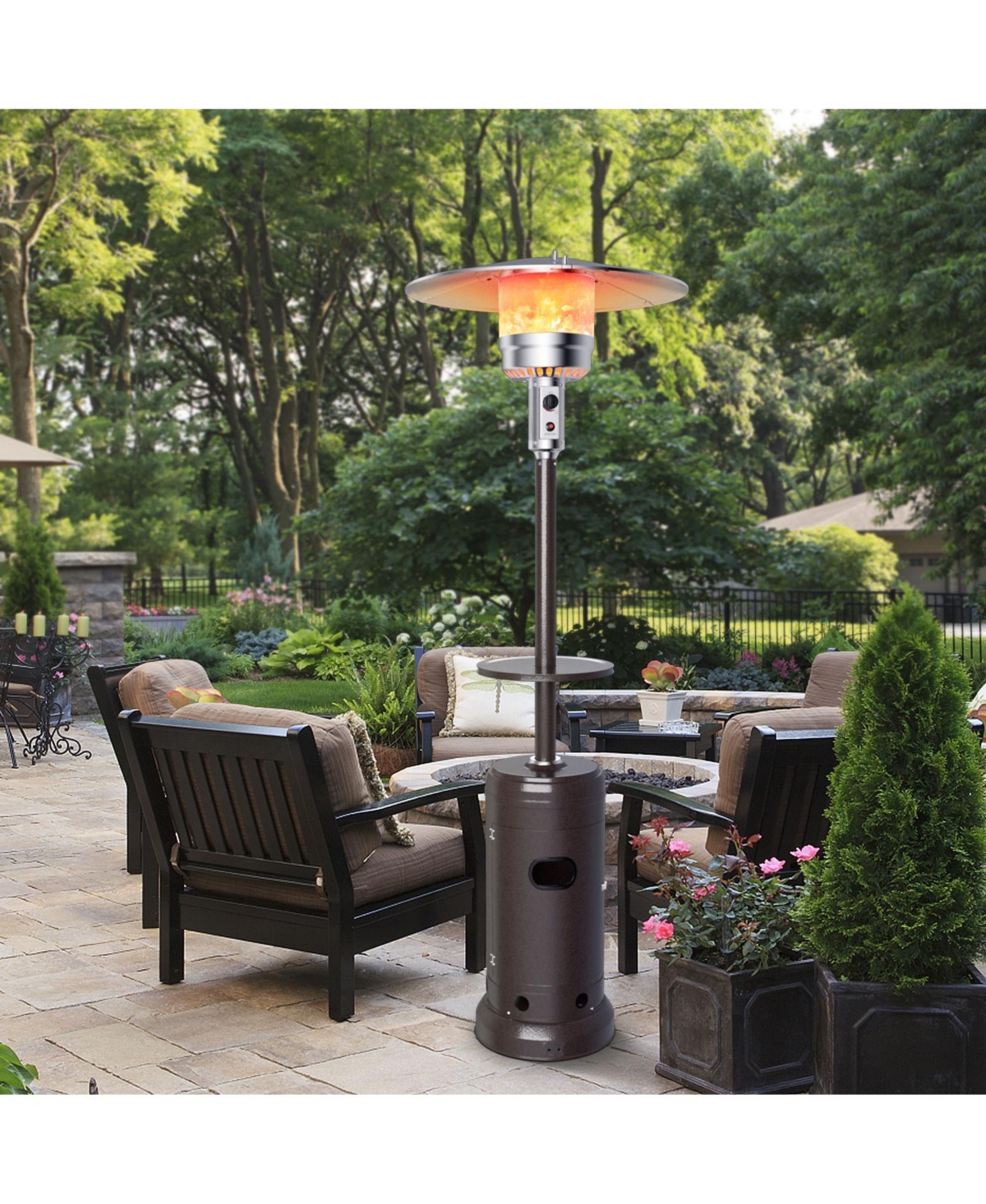 Outdoor Heater Propane Standing Lp Gas Steel with Table and Wheels