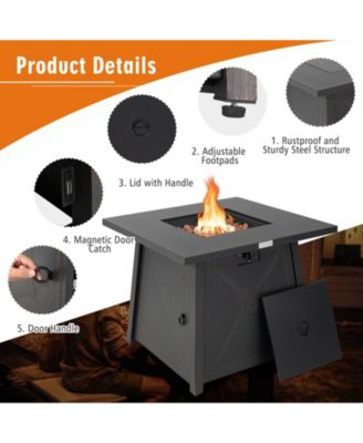 30” Square Propane Gas Fire Table with Waterproof Cover