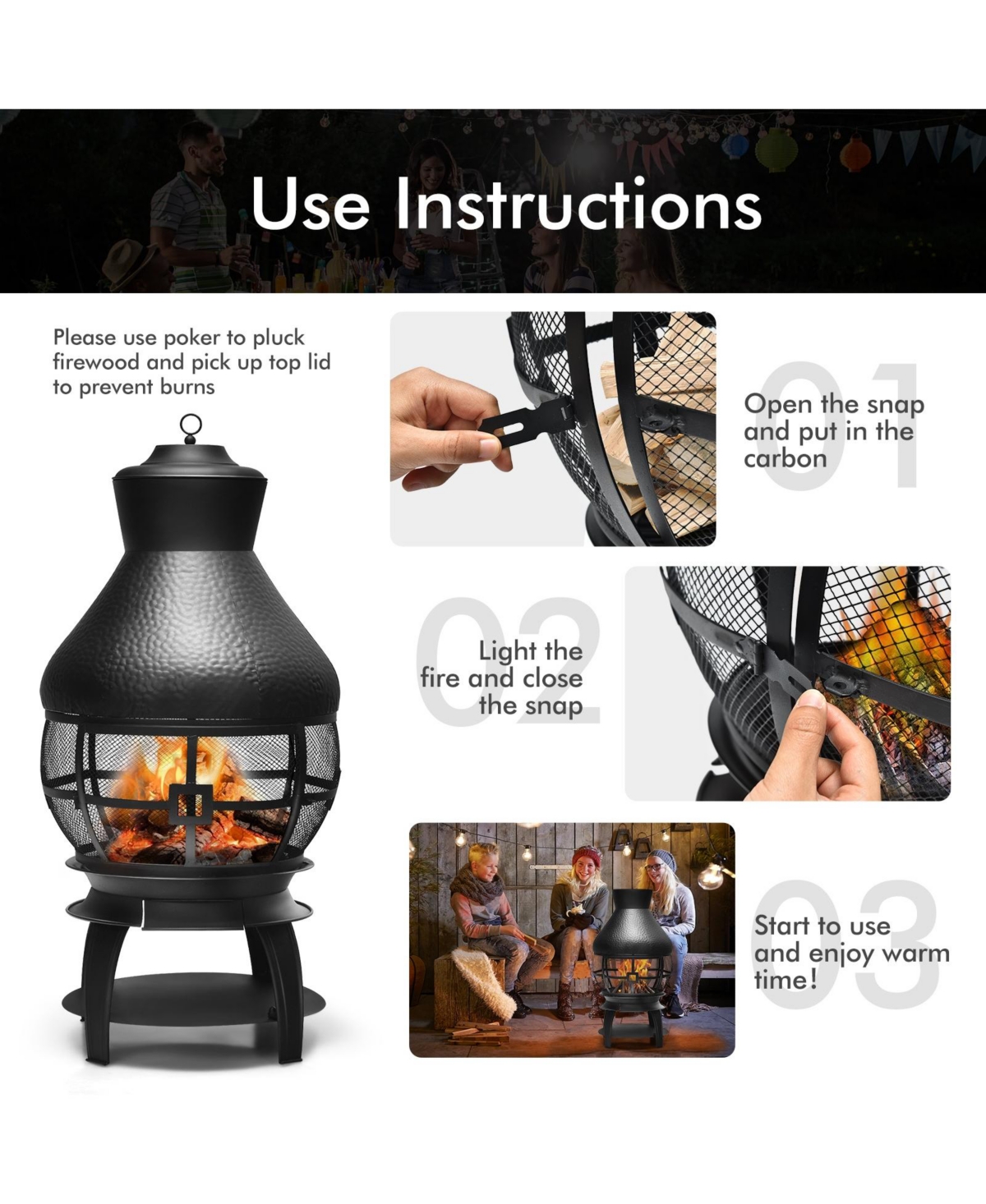 Patio Wood Burning Chimneys Fireplace