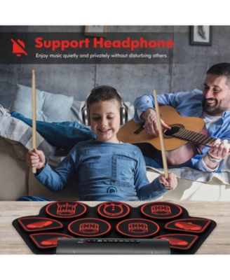 Electronic Drum Set with 2 Build-in Stereo Speakers for Kids