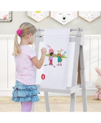 3-in-1 Double-sided Art Easel with Chalkboard and Magnetic Whiteboard