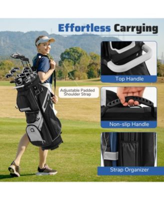Molded Lock Top Golf Cart Bag with 14-Way Full Length Dividers and 11 Pockets