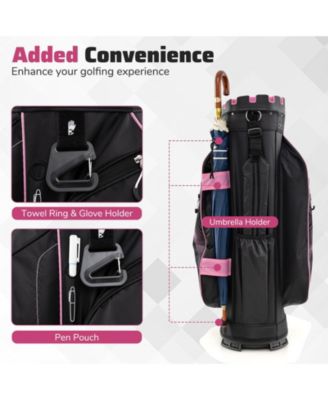 Molded Lock Top Golf Cart Bag with 14-Way Full Length Dividers and 11 Pockets