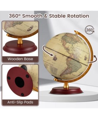 8 Inch Illuminated World Globe Night Light up Globe Lamp with Wooden Stand and HD Map