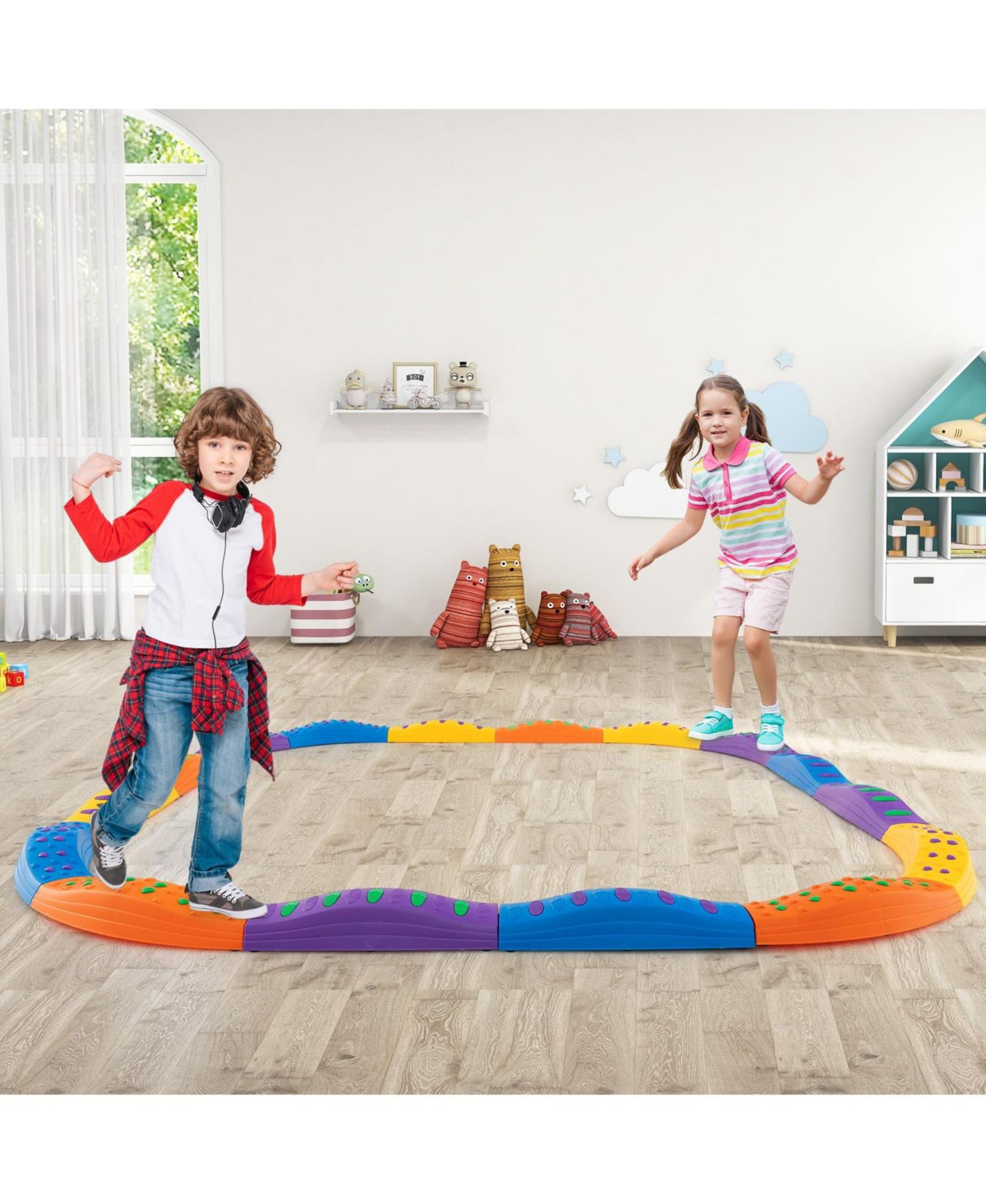 Детские игрушки Mecale Kids Wavy Balance Beam Textured Non-Slip 20-Piece Set, Ages 3+ — фото 9