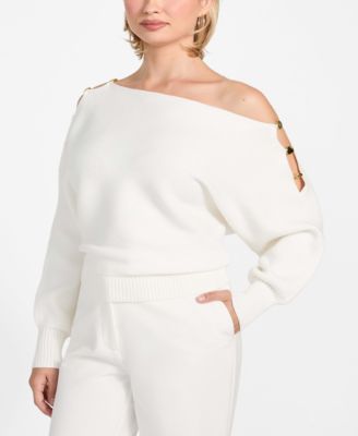 GUESS - Women's Long-Sleeve Off-The-Shoulder Sweater
