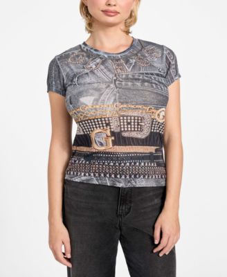 GUESS - Women's Belt Wrapped R5 Short-Sleeve Top