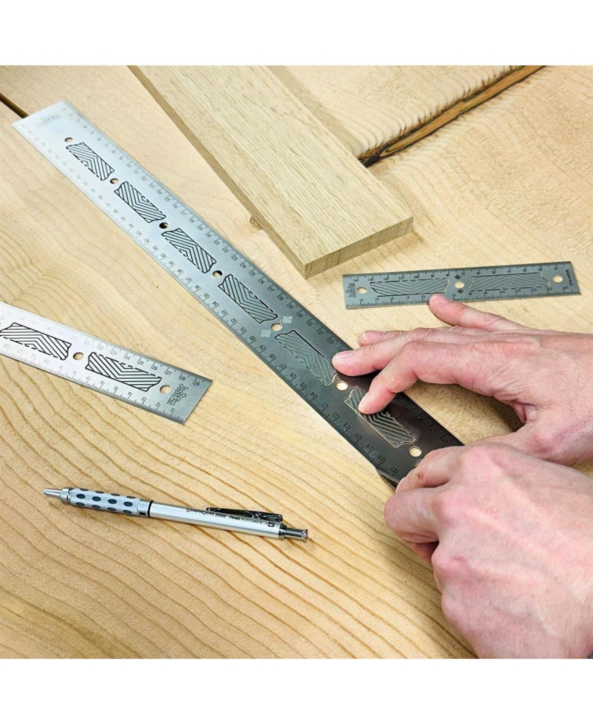 JessEm 07414 Stainless Steel 150mm Precision Ruler with Patented Flex Grip and Fade Resistant Markings