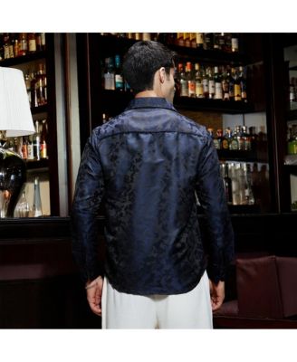 Men's Navy Blue Abstract-Woven Shirt