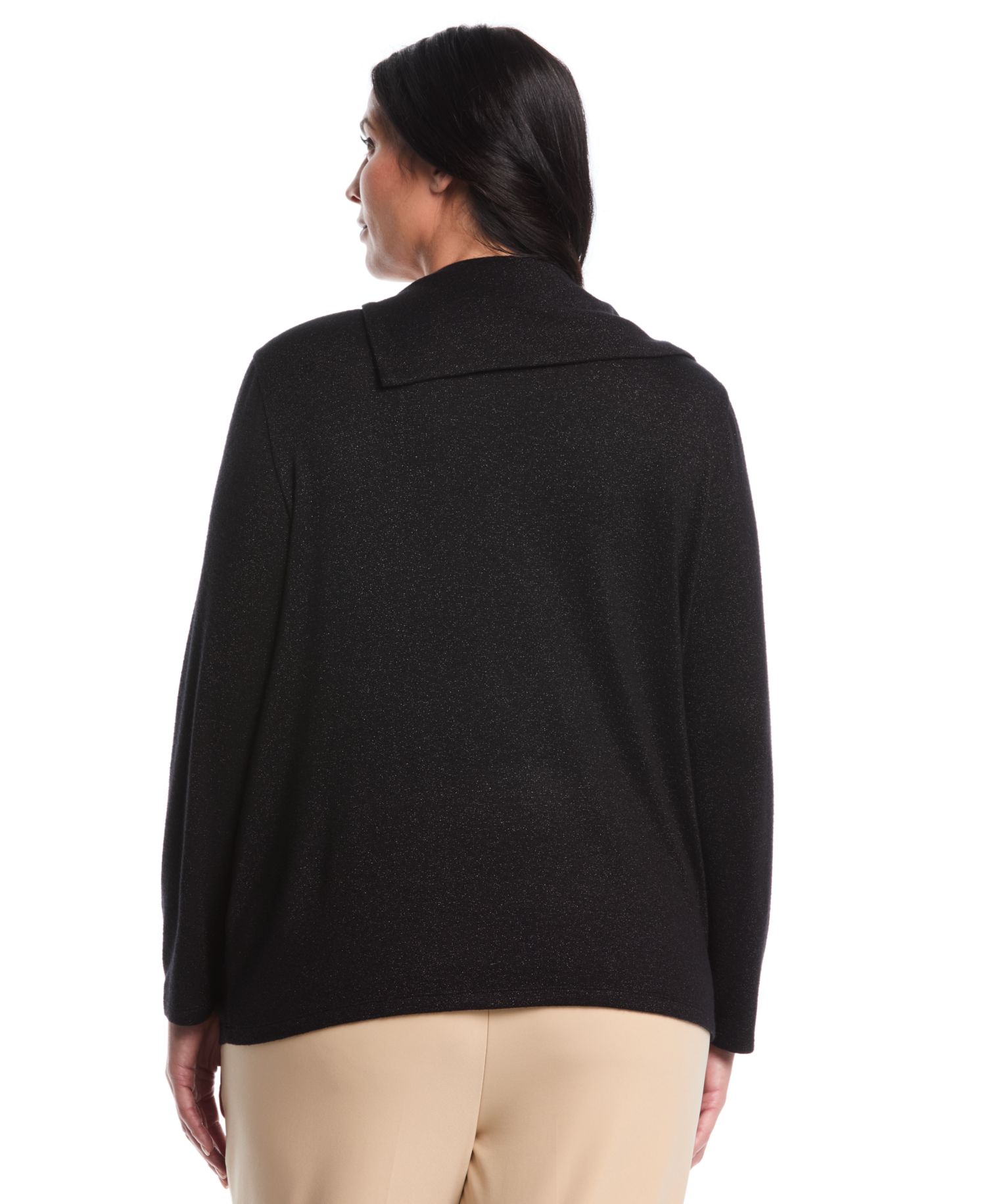 Plus Size Split Collar Long Sleeve Top