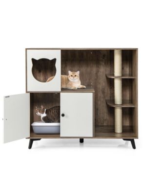 Cat Litter Box Enclosure 5-in-1 Enlarged Cat Litter Cabinet Furniture