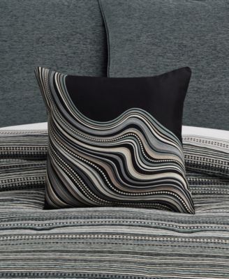 Parallel Embroidered Decorative Pillow, 18" x 18"