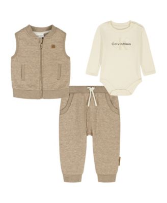 Calvin Klein - Baby Boys 3-Piece Vest, Bodysuit and Joggers Set