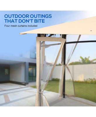 10' x 12' Patio Gazebo with Netting and 2 Tier Roof,