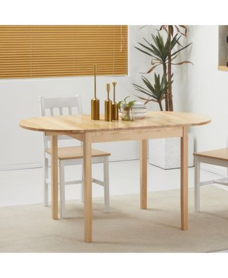 55" Wood Kitchen Table, Drop Leaf Tables for Small Spaces, Natural