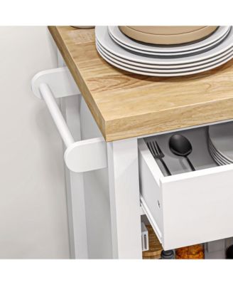 Rubberwood Top Kitchen Cart, Rolling Kitchen Island
