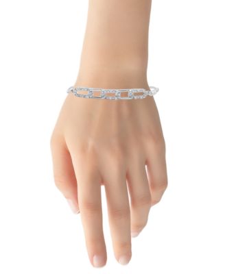 Diamond Oblong Link Bracelet (1/6 ct. t.w.) in Sterling Silver