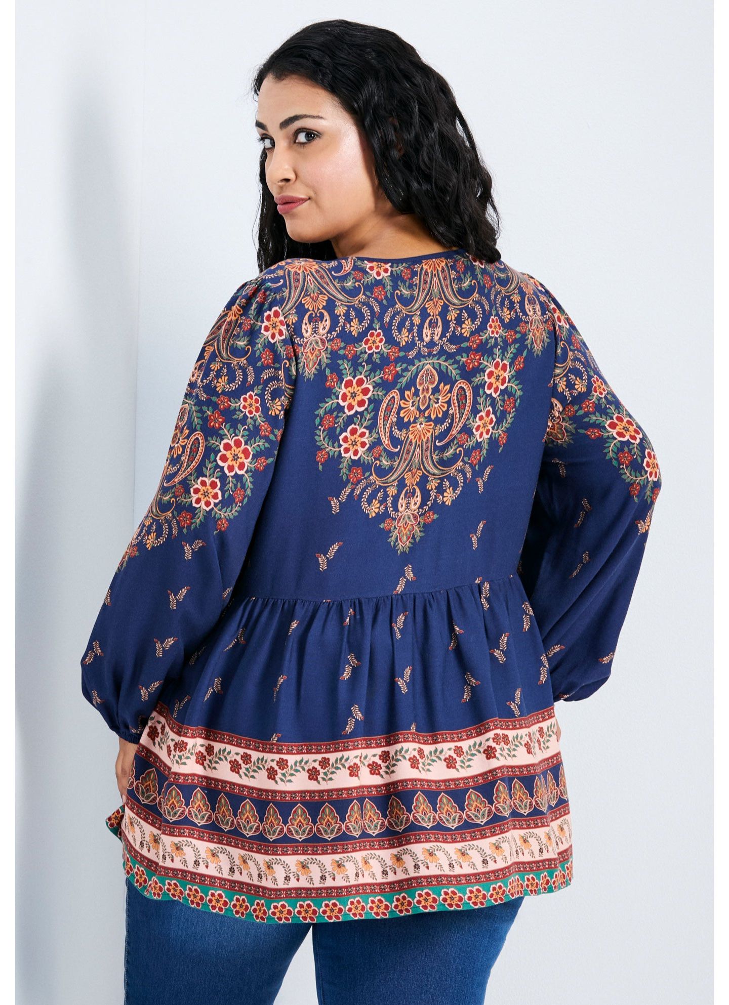 Женский топ Avenue Plus Size Kiani Boho Print Tunic, цвет: Folklore — фото 2