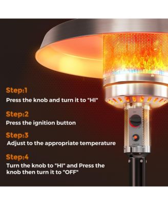 50,000 BTU Propane Patio Heater with 28" Round Storage Table and Adjustable Thermostat