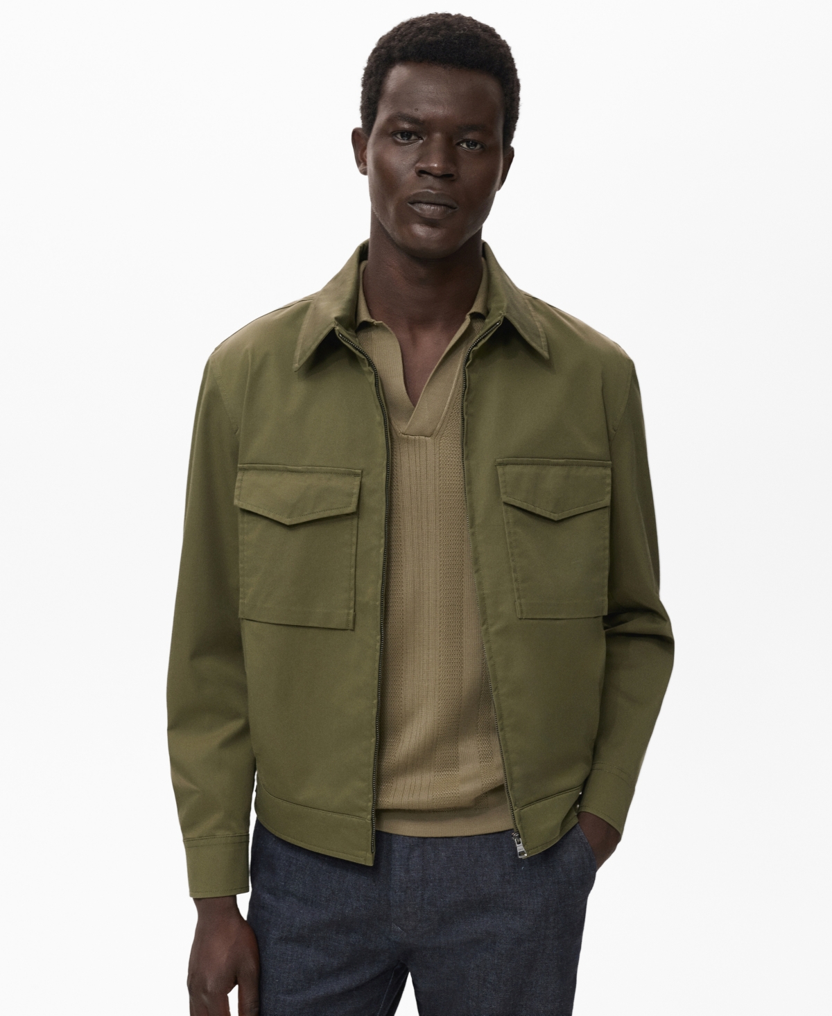 Mango Men's Pockets Cotton Jacket