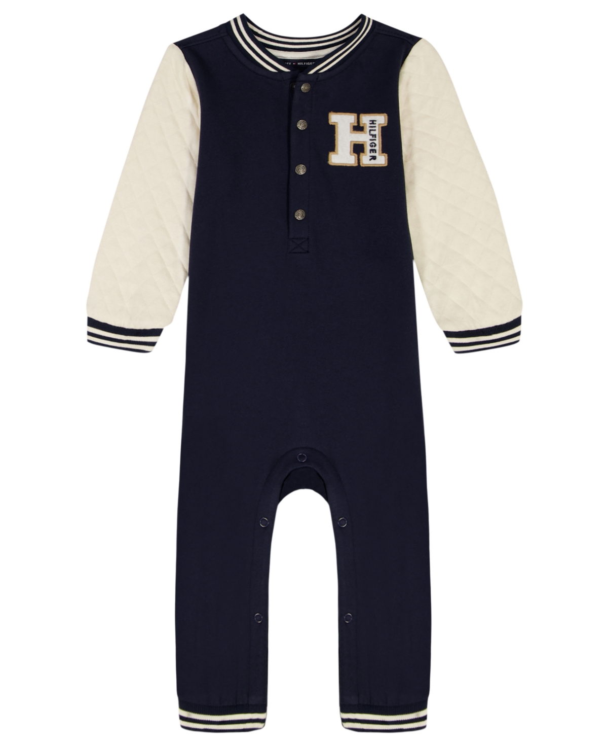 Tommy Hilfiger Baby Boys Striped Quilted-Sleeve Coverall