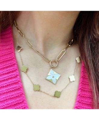 Mother of Pearl Luxe Flower Charm 14K Gold 17 millimeters