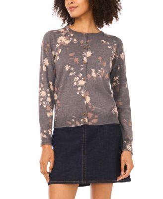 Vince Camuto - Women's Floral Print Long-Sleeve Cardigan