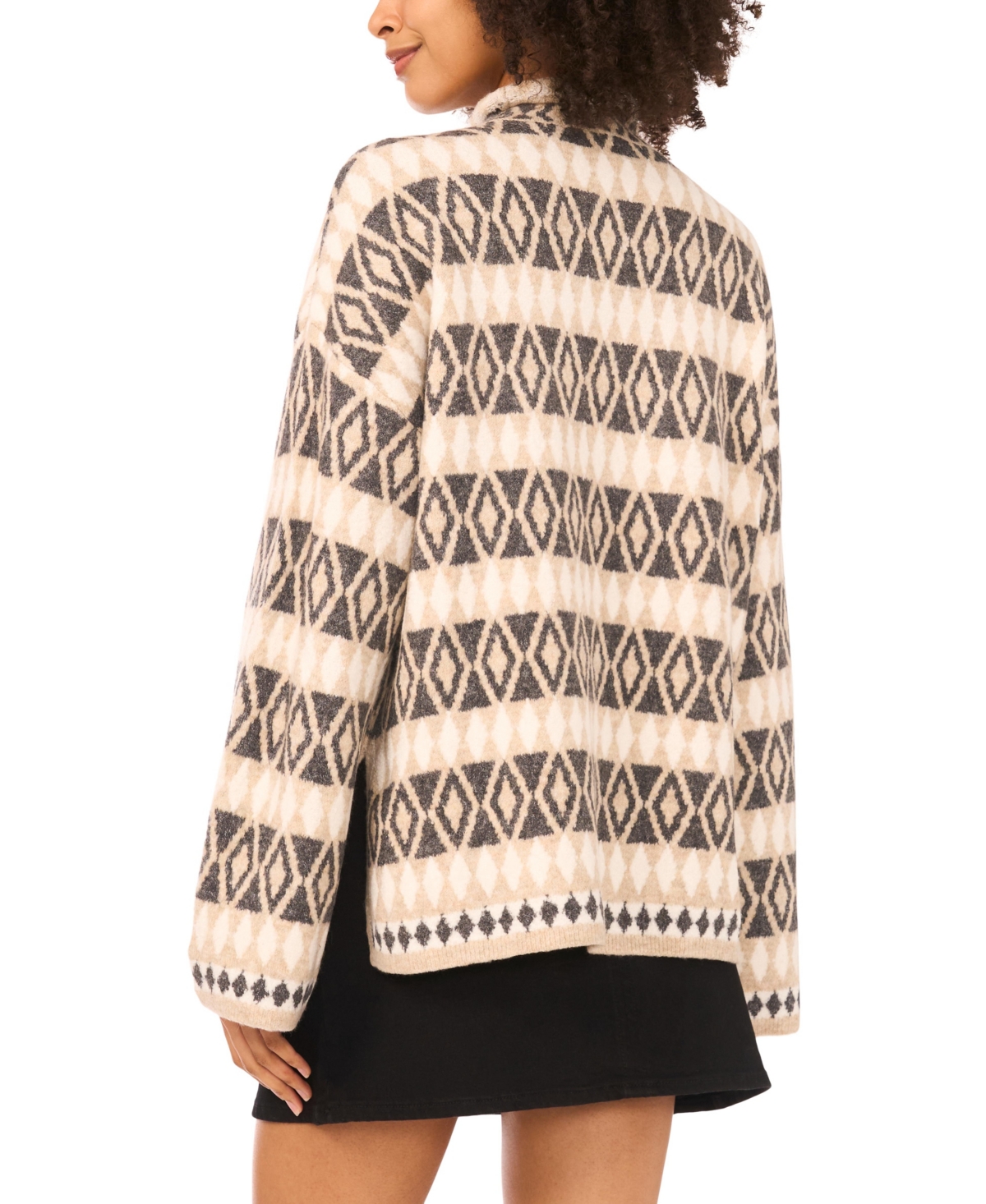 Vince Camuto Women's Diamond Pattern Turtle Neck Sweater In Brown
