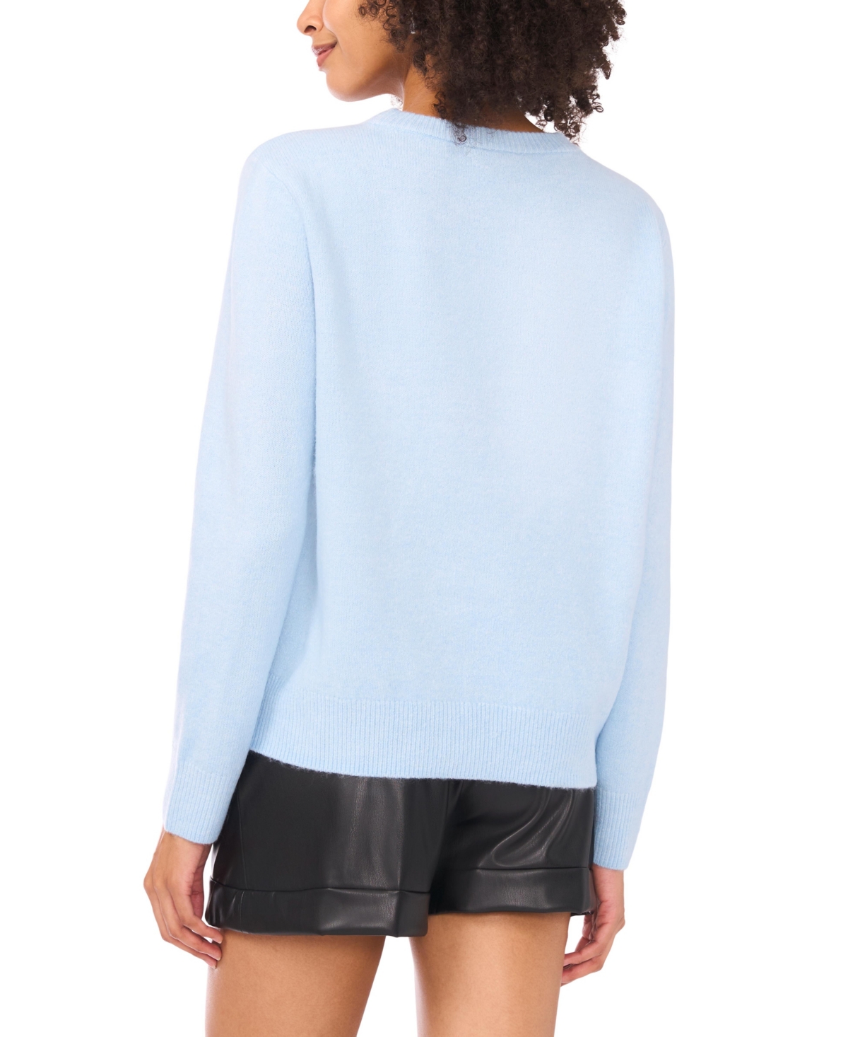 Vince Camuto Aspen Graphic Crewneck Sweater In Blue
