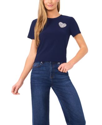 Women's Pull-On Heart Applique T-Shirt