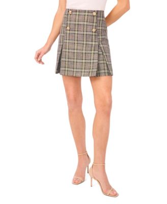 CeCe - Women's Princess Line Slits and Buttons Mini Skirt