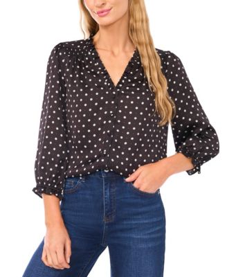 CeCe - Women's V-Neck Button Front Top