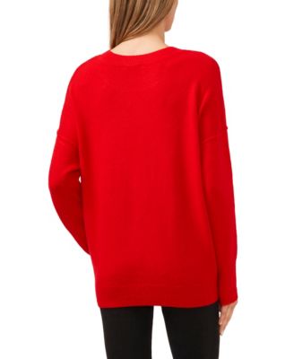 Women's Valentine's Crewneck Heart-Print Long-Sleeve Sweater