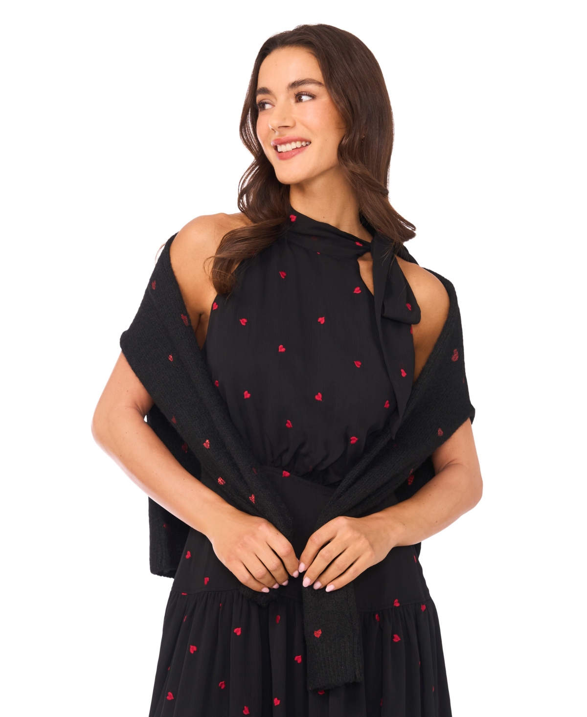 Cece Women's Halter Tie Neck Tiered Maxi Dress In Black