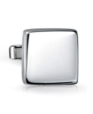 Initial Geometric Solid Flat Square .925 Sterling Silver Shirt Cufflinks Cuff Links Executive Gift Hinge Bullet Back