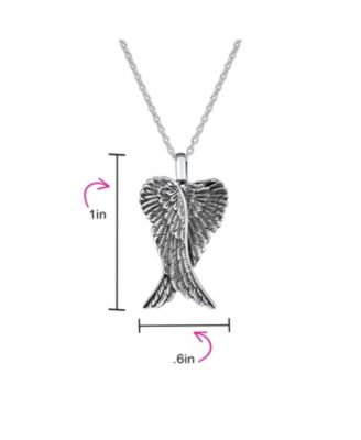 Heart Guardian Angel Wing Pendant Necklace and Dangle Earrings Set Silver