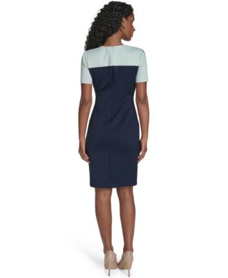 Women's Colorblocked Asymmetrical-Hem Sheath Dress